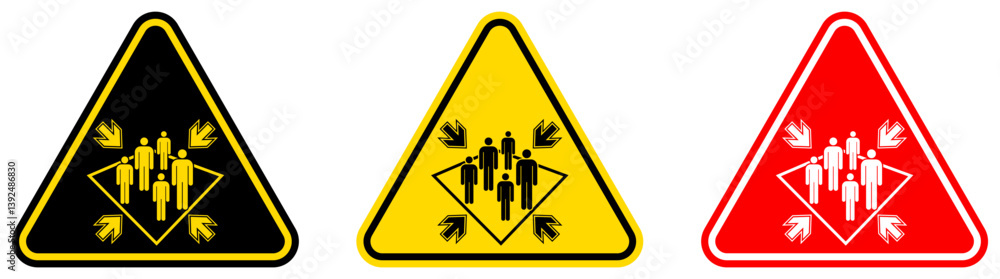 set Attention assembly point Symbols danger and safety signs design ...
