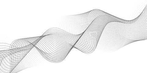 Fototapete - Abstract grey, white smooth element swoosh speed wave modern stream background. Wave with lines created using blend tool. Abstract frequency sound wave lines and twisted curve lines background.	