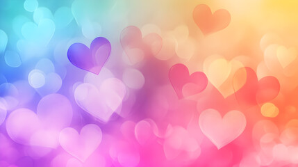 Wall Mural - and warm background of an abstract blend of red, pink, and purple tones, with soft heart shapes blending into the design 