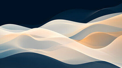 Wall Mural - abstract gradient waves in soft gold and champagne hues on a deep background