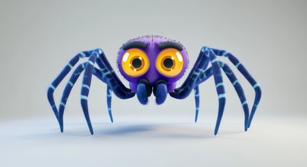 a white background serves as the setting for a cartoon illustration of a spider with big eyes and co