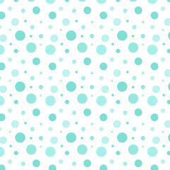 Wall Mural - Seamless dots pattern.Polka dot repeat pattern in pastel green isolated on white background.Vector graphic bubbles abstract background.