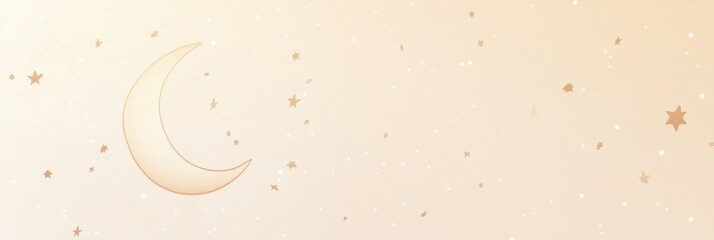 Poster - Creamy background with subtle stars and moon creates a dreamy atmosphere for text or decoration