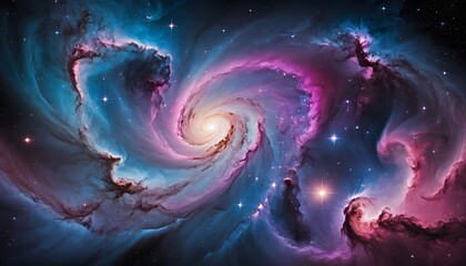 Fototapete - Cosmic Wonder A Celestial Canvas Of Swirling Blues Purples Pinks. Space Art Invites Viewers To Contemplate The Universe's Beauty. Celestial Backgrounds Inspire Wonder. This Scene Evokes The Galaxy's