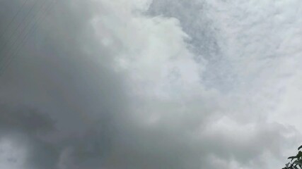dramatic sky with dense grey clouds on an overcast day