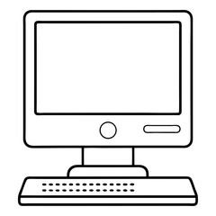 Aufkleber - Desktop Computer Line Art Drawing for Coloring Book Page