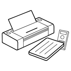 Poster - Laminator and Computer Line Art Drawing for Coloring Book Page
