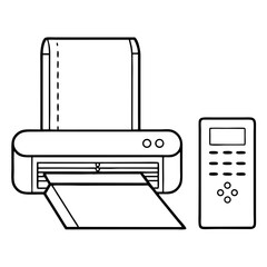 Aufkleber - Laminator and Computer Line Art Drawing for Coloring Book Page