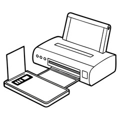 Aufkleber - Laminator and Computer Line Art Drawing for Coloring Book Page