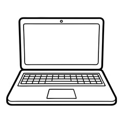 Poster - Laptop Outline Line Art Drawing for Coloring Book Page