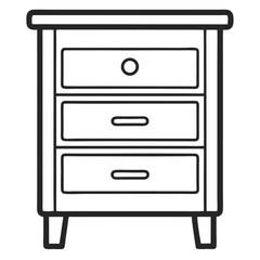 Poster - Nightstand Line Art Drawing for Coloring Book Pages