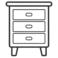 Poster - Nightstand Line Art Drawing for Coloring Book Pages