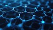 © miss irine - Closeup of polymer matrix material. Hexagonal wave pattern, futuristic abstract blue background. High strength, lightweight for dynamic applications in nano tech, computer science, engineering,