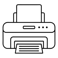 Poster - Printer Coloring Book Page – Line Art Outline Drawing for Technology and Office Equipment Illustration