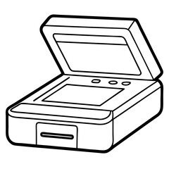 Poster - Scanner Coloring Book Page – Line Art Outline Drawing for Technology and Office Equipment Illustration