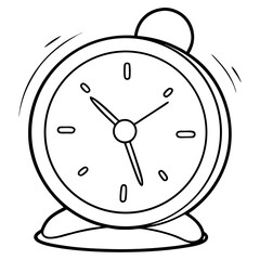 Aufkleber - Time Clock Coloring Book Page – Line Art Outline Drawing for Time and Technology Illustration