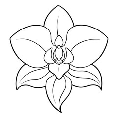 Aufkleber - Orchid Flower Coloring Book Page – Elegant Line Art Outline Drawing for Botanical Illustration