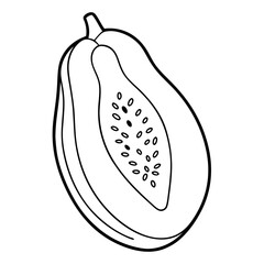 Aufkleber - Papaya Fruit Coloring Book Page – Line Art Outline Drawing for Botanical and Educational Illustration