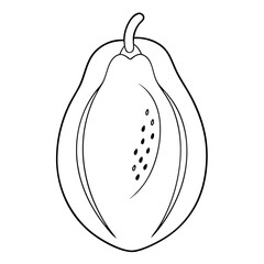 Aufkleber - Papaya Fruit Coloring Book Page – Line Art Outline Drawing for Botanical and Educational Illustration