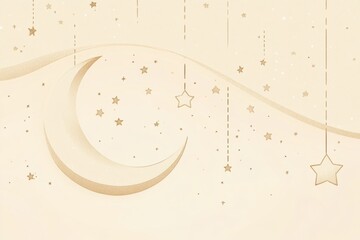 Aufkleber - Dreamy creamy background with dotted stars and moon for creative text placement