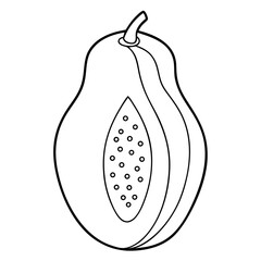 Aufkleber - Papaya Fruit Coloring Book Page – Line Art Outline Drawing for Botanical and Educational Illustration