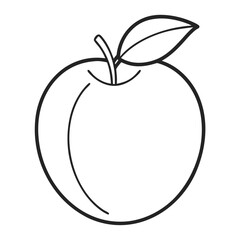 Aufkleber - Peach Fruit Coloring Book Page – Line Art Outline Drawing for Botanical and Educational Use