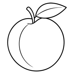 Aufkleber - Peach Fruit Coloring Book Page – Line Art Outline Drawing for Botanical and Educational Use