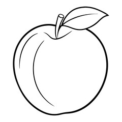 Aufkleber - Peach Fruit Coloring Book Page – Line Art Outline Drawing for Botanical and Educational Use