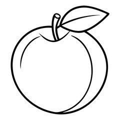 Aufkleber - Peach Fruit Coloring Book Page – Line Art Outline Drawing for Botanical and Educational Use