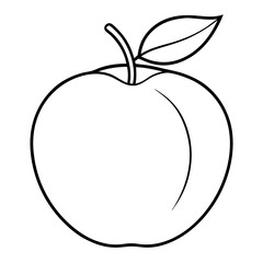 Aufkleber - Peach Fruit Coloring Book Page – Line Art Outline Drawing for Botanical and Educational Use