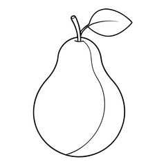 Aufkleber - Pear Fruit Coloring Book Page – Line Art Outline Drawing for Botanical and Educational Illustration