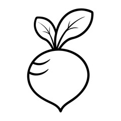 Aufkleber - Radish Coloring Book Page Line Art Drawing Outline Design