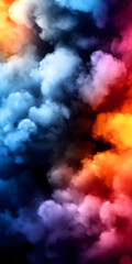 Wall Mural - a colorful cloud of smoke with a blue and orange section
