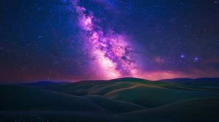 Wall Mural - milky way over rolling hills