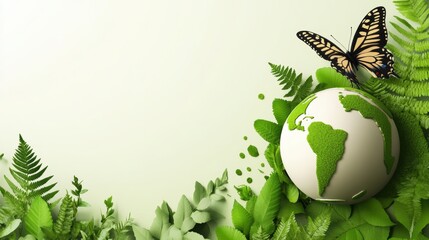 Wall Mural - Planet earth with lush green plants. Earth day theme.
