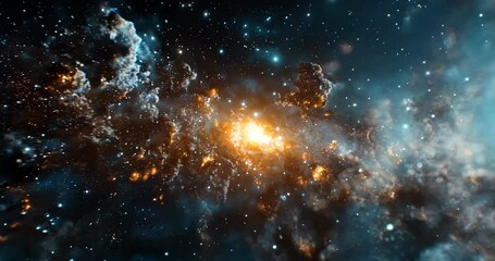 expansive cosmic explosion unfolds in vibrant nebulae and starfield across deep space