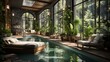 © SANDJAYA - Tranquil Indoor Pool Oasis: A Luxurious Escape in Nature's Embrace