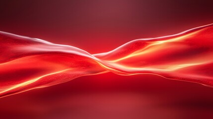 Wall Mural - fluid red waves with glowing light and smooth motion creating a dynamic abstract background