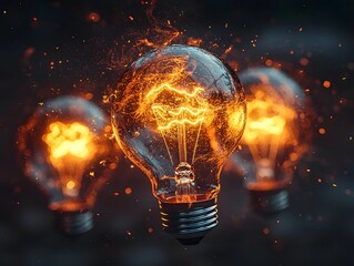 Wall Mural - shattered lightbulb fragments form new ideas