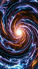 Wall Mural - a swirling cosmic vortex with vibrant colors and electric patterns, captured from a top-down angle, 