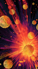Wall Mural - a vibrant cosmic explosion of swirling colors and celestial bodies creates a sense of energy and mov
