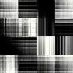 Leinwandbilder - Abstract Monochrome Grid: Interplay of Light and Shadow in Linear Patterns and Text-like Elements.