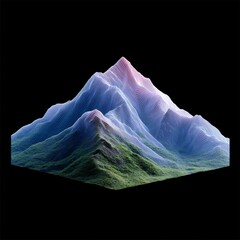 Poster - Abstract Mountain Landscape with Layered Topography and Gradient Coloring on Black Background