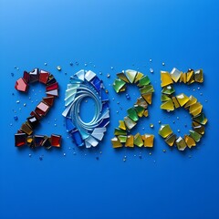 Fototapete - 2025 숫자 아트 디자인 – 기호와 도형이 어우러진 미술적 표현(2025 Vector Number Design – Celebration-Inspired Symbolic Art)