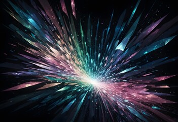 Fototapete - Shimmering Lights, Dark Backdrop. Sparkling Reflections Dance And Play. Colors Blend In Kaleidoscopic Harmony, Sharp Shards Meet Soft Circles. Depth Emerges, Creating Enchanting Light, Like Glistening