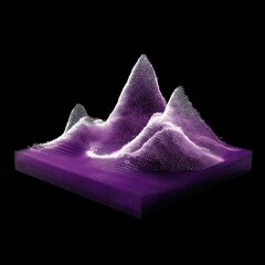 Poster - Abstract Data Visualization: Purple Grid Landscape on Black Background, Modern Digital Art