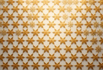 Leinwandbilder - Golden Star Pattern, A Decorative Grid Design With Warm Hues. Elegant Stars Create A Harmonious Effect. Perfect As A Background Element. Intricate And Visually Appealing.