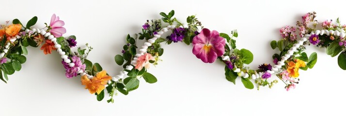 Aufkleber - Double helix design formed by blooming flowers and leaves celebrating the concept of organic evolution and natural beauty in a harmonious arrangement