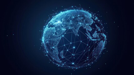Digital earth network concept visualization with glowing connections over globe