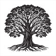 © SagorKundu - Eternal Roots, Bold Tree Silhouette Art, Banyan tree outline vector art illustration, banyan tree silhouette, Symbol of Strength and Growth.